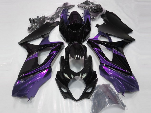 2007-2008 Suzuki GSXR 1000 Motorcycle Fairings - Glossy Black Purple UK
