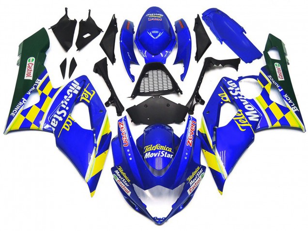 2005-2006 Suzuki GSXR 1000 Motorcycle Fairings - Blue Yellow Green MoviStar Castrol UK