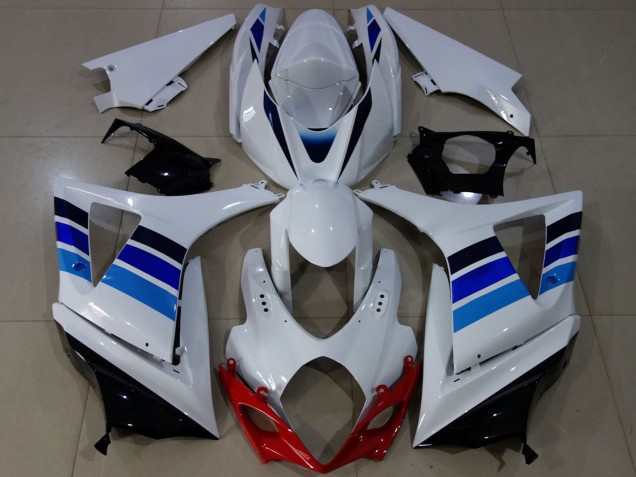 2007-2008 Suzuki GSXR 1000 Motorcycle Fairings - White Blue OEM Style UK