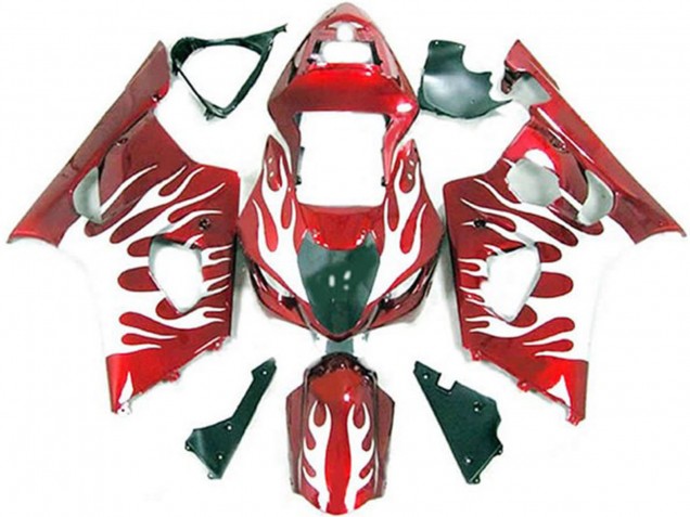 2003-2004 Suzuki GSXR 1000 Motorcycle Fairings - White Red Flame UK