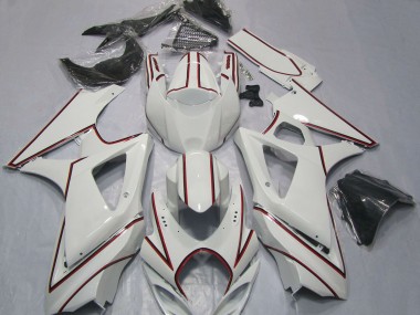 Buy 2007-2008 Suzuki GSXR 1000 Motorcycle Fairings - White with Red Pinstripe UK