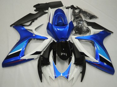 Buy 2006-2007 Suzuki GSXR 600 / GSXR 750 Motorcycle Fairing - White Blue Glossy Black Stripe UK