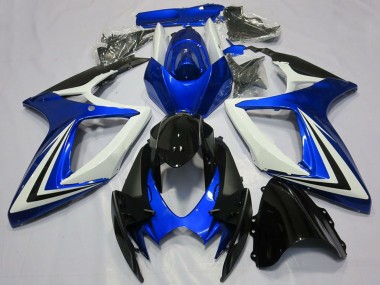 Buy 2006-2007 Suzuki GSXR 600 / GSXR 750 Motorcycle Fairings - White Blue Glossy Black Stripe UK