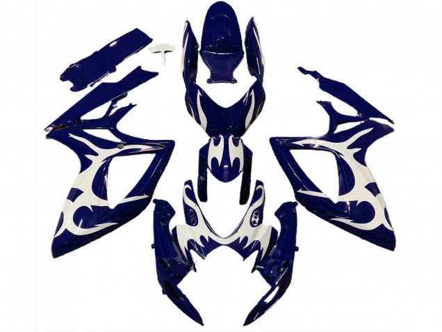 2006-2007 Suzuki GSXR 600 / GSXR 750 Motorcycle Fairings - Dark Blue White Design UK