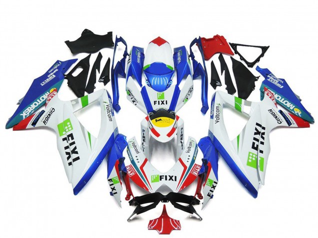 2008-2010 Suzuki GSXR 600 / GSXR 750 Motorcycle Fairings - White Blue Green Yellow Red Fixi UK