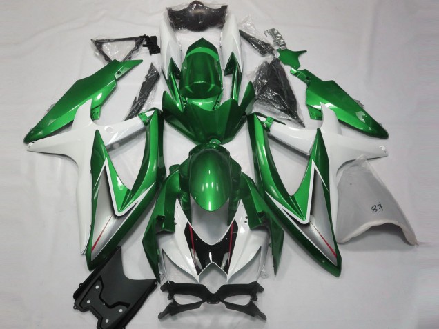 2008-2010 Suzuki GSXR 600 / GSXR 750 Motorcycle Fairings - White Green Silver Glossy Black UK