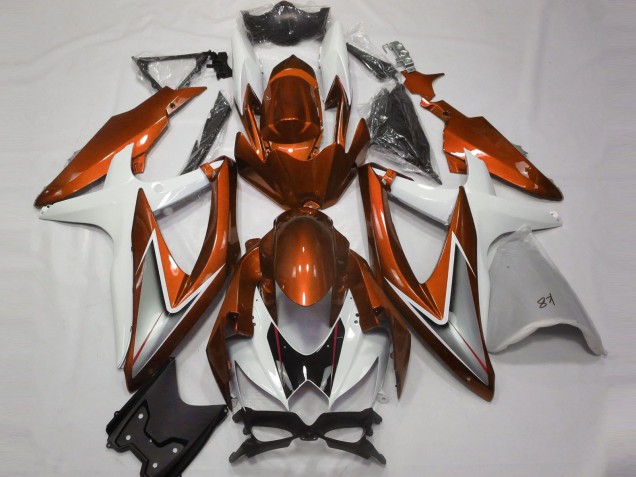 2008-2010 Suzuki GSXR 600 / GSXR 750 Motorcycle Fairings - White Orange Silver Black UK