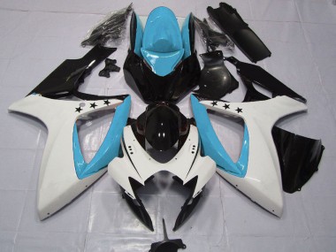 Buy 2006-2007 Suzuki GSXR 600 / GSXR 750 Motorcycle Fairings - Light Blue White Glossy Black Star UK