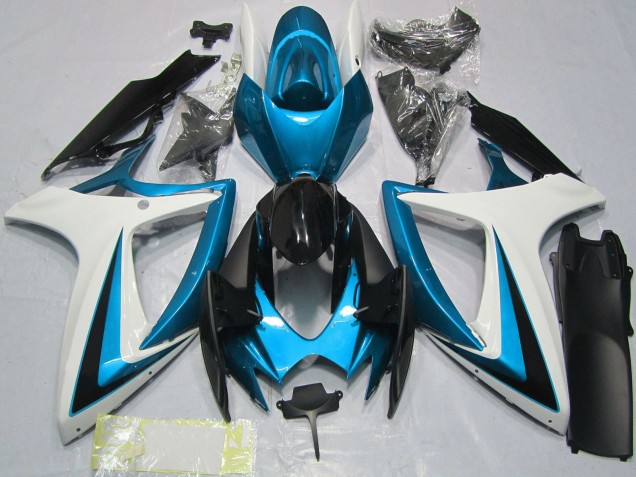 2006-2007 Suzuki GSXR 600 / GSXR 750 Motorcycle Fairings - White Blue Glossy Black UK