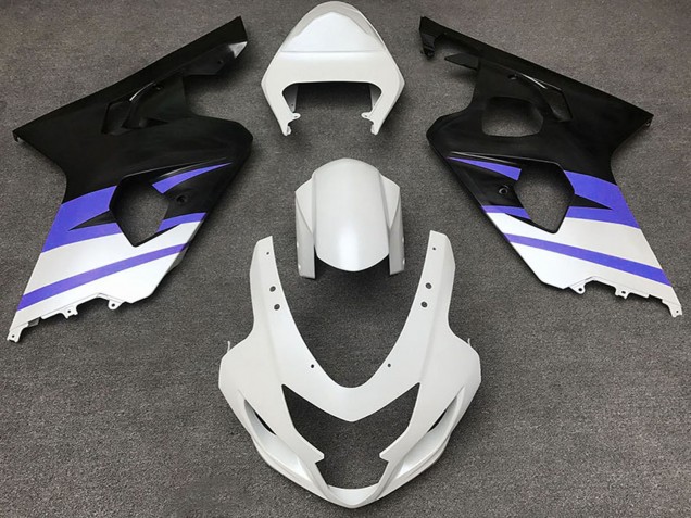 2004-2005 Suzuki GSXR 600 / GSXR 750 Motorcycle Fairings - White Blue Matte Black UK