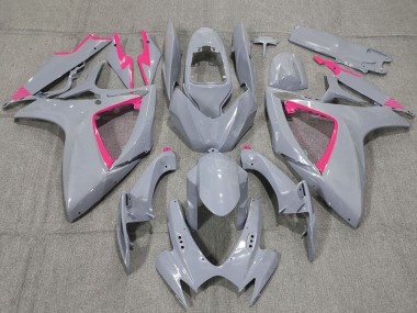 Buy 2006-2007 Suzuki GSXR 600 / GSXR 750 Motorcycle Fairings - Nardo Grey and Pink Trim UK