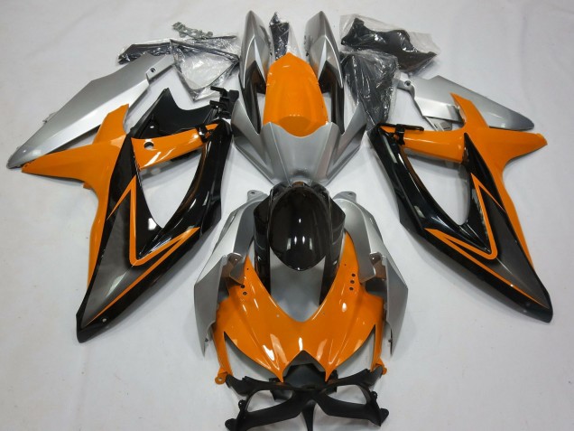2008-2010 Suzuki GSXR 600 / GSXR 750 Motorcycle Fairings - Silver Orange Glossy Black UK