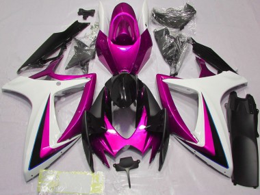 Buy 2006-2007 Suzuki GSXR 600 / GSXR 750 Motorcycle Fairings - White Pink Glossy Black UK