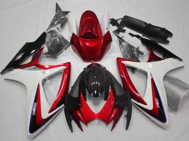 Buy 2006-2007 Suzuki GSXR 600 / GSXR 750 Motorcycle Fairings - White Red Glossy Black UK