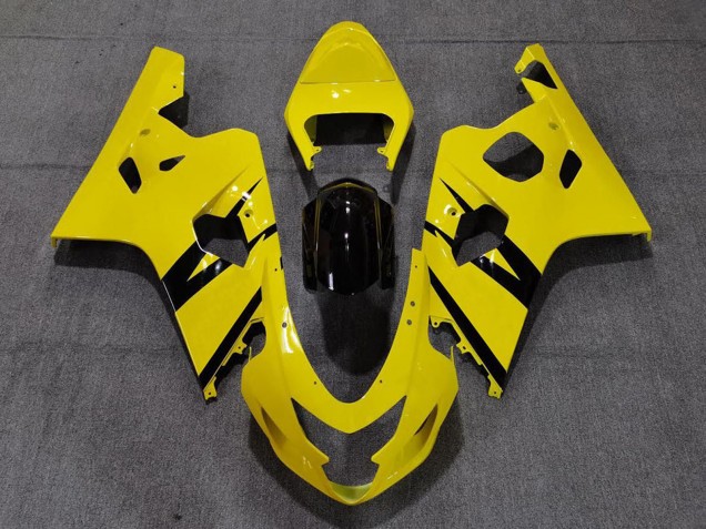 2004-2005 Suzuki GSXR 600 / GSXR 750 Motorcycle Fairings - Yellow Glossy Black OEM Style UK