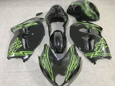 Buy 1996-2007 Suzuki GSXR 1300 Motorcycle Fairings - Glossy Black Green Lightning UK