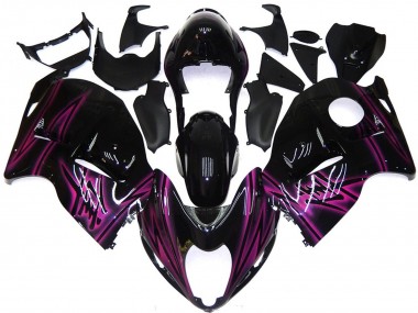 Buy 1996-2007 Suzuki GSXR 1300 Motorcycle Fairings - Glossy Black Purple Flame UK