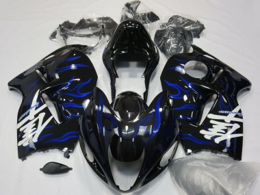Buy 1996-2007 Suzuki GSXR 1300 Motorcycle Fairings - Glossy Black Blue Flame UK