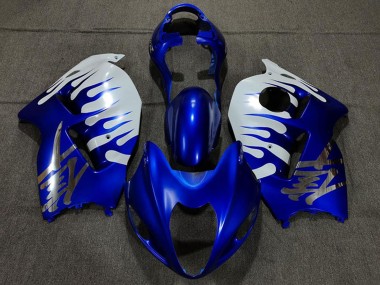 Buy 1996-2007 Suzuki GSXR 1300 Motorcycle Fairings - White Blue Flame UK