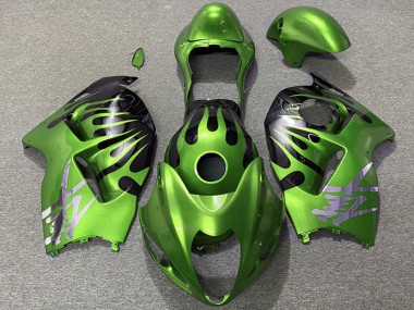 Buy 1996-2007 Suzuki GSXR 1300 Motorcycle Fairings - Green Black Flame UK