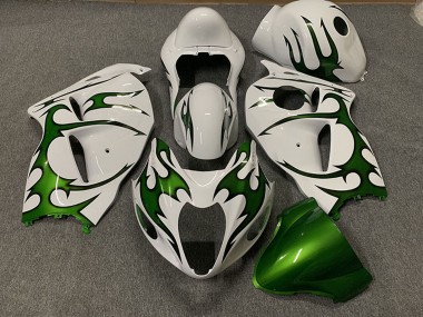 Buy 1996-2007 Suzuki GSXR 1300 Motorcycle Fairings - White Green Flame UK