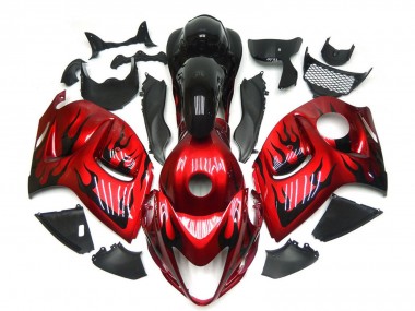 Buy 2008-2020 Suzuki GSXR 1300 Motorcycle Fairings - Red with Black Flame UK