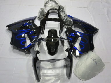 Buy 2000-2002 Kawasaki ZX6R Motorcycle Fairing - Glossy Black Blue Flame UK