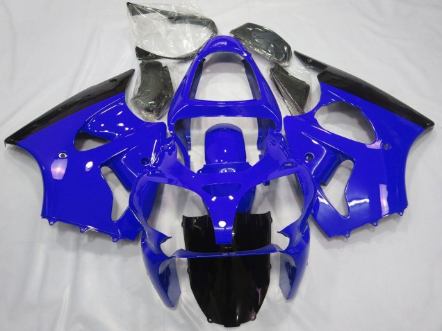 2000-2002 Kawasaki ZX6R Motorcycle Fairings - Blue Glossy Black UK
