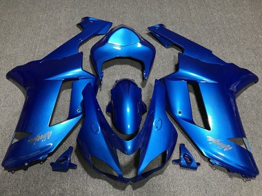 Buy 2007-2008 Kawasaki ZX6R Motorcycle Fairings - Glossy Blue Chrome Logo UK