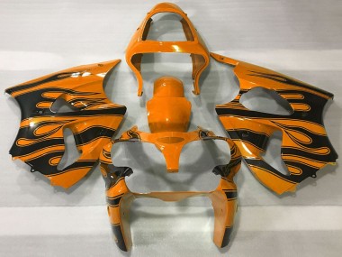 Buy 2000-2002 Kawasaki ZX6R Motorcycle Fairings - Orange Black Flame UK