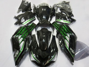 Buy 2012-2024 Kawasaki ZX14R ZZR1400 Motorcycle Fairings - Glossy Black Green UK