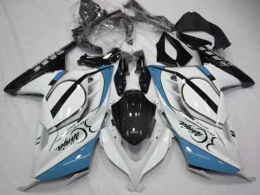 Buy 2013-2017 Kawasaki Ninja 300 Motorcycle Fairings - Glossy White Light Blue Black UK