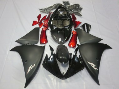 Buy 2012-2014 Yamaha R1 Motorcycle Fairings - Glossy Black Matte Black Red UK