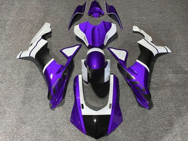 Buy 2015-2019 Yamaha R1 Motorcycle Fairings - White Purple Carbon Fiber Accents UK