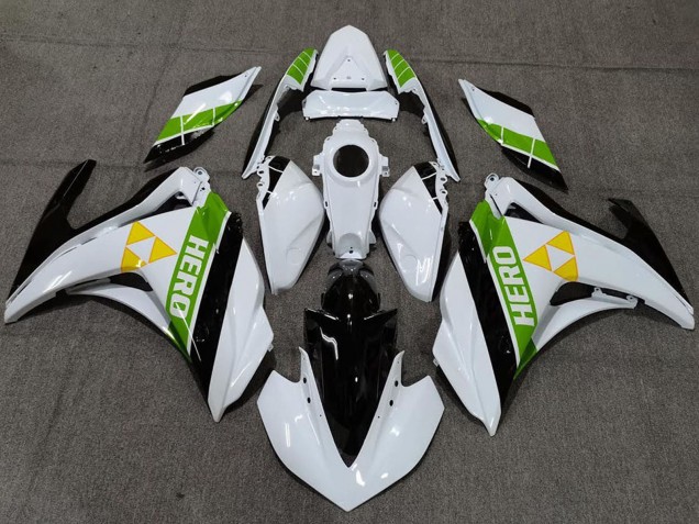 2015-2018 Yamaha R3 Motorcycle Fairings - White Green Glossy Black UK