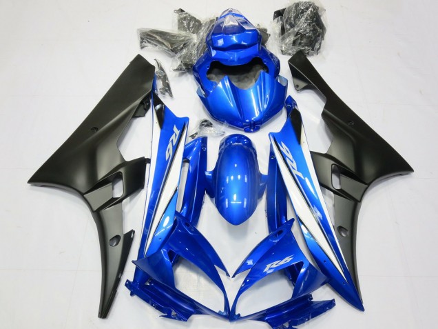 2006-2007 Yamaha R6 Motorcycle Fairings - Blue White Matte Black UK