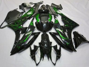 Buy 2006-2007 Yamaha R6 Motorcycle Fairings - Glossy Black Green Flame UK
