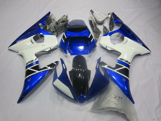 2005 Yamaha R6 Motorcycle Fairings - Blue White Glossy Black UK