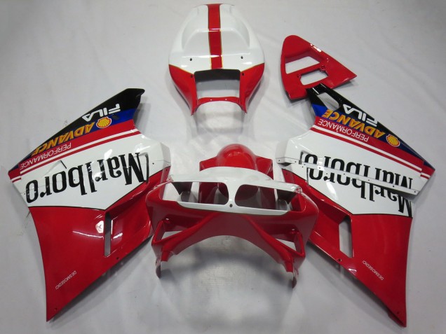 1993-2005 Ducati 748 916 996 998 Motorcycle Fairings - White Red Glossy Black Marlboro UK