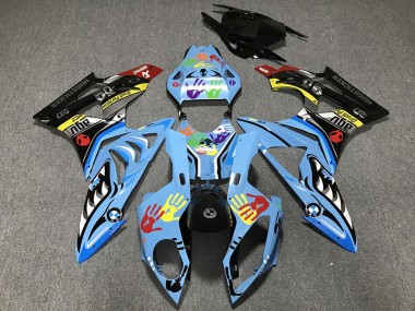 Buy 2009-2014 BMW S1000RR Motorcycle Fairings - Light Blue Black Shark Hands UK