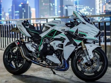 Buy 2015-2022 Kawasaki Ninja H2 Motorcycle Fairings - White with Green Lines UK