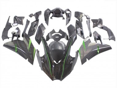 Buy 2015-2022 Kawasaki Ninja H2 Motorcycle Fairings - Black Carbon Fiber Green UK