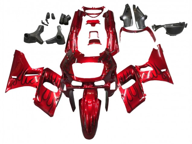 1993-2007 Kawasaki ZZR400 Motorcycle Fairings - Red Black Flame UK