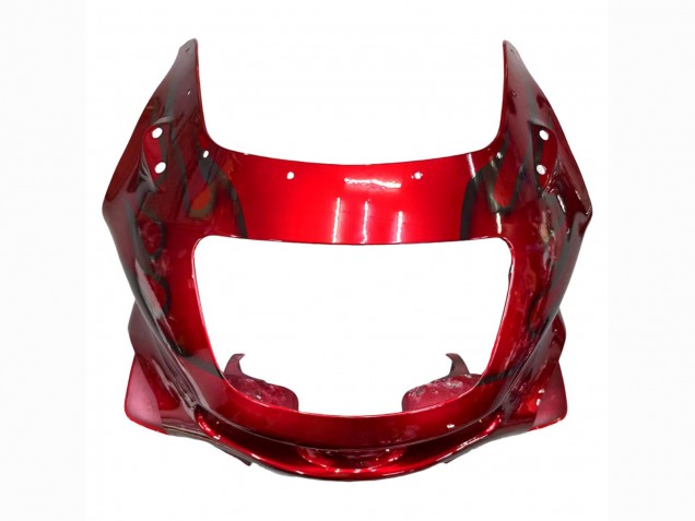 1998-2003 Kawasaki ZZR600 Motorcycle Fairings - Red with Black Flame UK