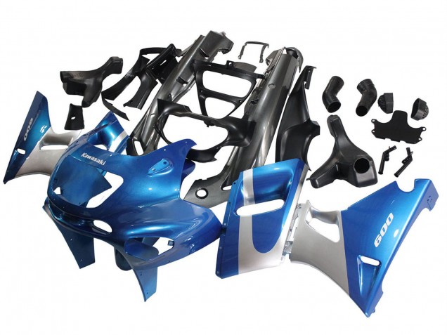 1998-2003 Kawasaki ZZR600 Motorcycle Fairings - Blue Silver Black UK
