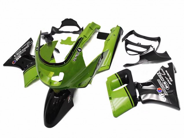 1998-2003 Kawasaki ZZR600 Motorcycle Fairings - Green Glossy Black Elf Touch4 Bridgestone UK