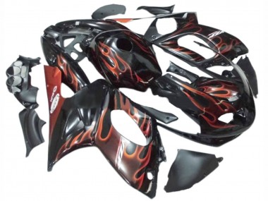 Buy 1996-2007 Yamaha YZF600R Thundercat Motorcycle Fairings - Black with Dark Orange Flame UK