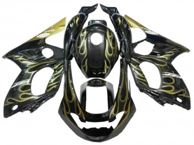 Buy 1996-2007 Yamaha YZF600R Thundercat Motorcycle Fairings - Black with Gold Flame UK