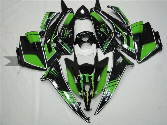 2012-2014 Yamaha TMAX530 Motorcycle Fairings - Glossy Black Green Monster UK