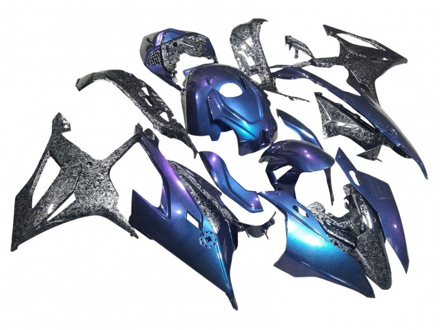 2019-2022 BMW S1000RR Motorcycle Fairings - Gradient Blue Purple Forged Carbon Fiber UK